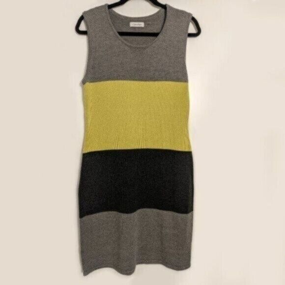 Calvin Klein Cheerful and cute Colorblock Knit Sleeveless Dress L EUC - Picture 2 of 8